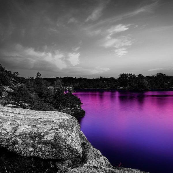 Seelandschaft in der Dämmerung, Glasbild Quadratisch Angebot – Bild 5