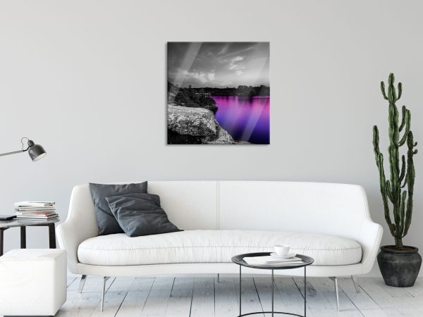 Seelandschaft in der Dämmerung, Glasbild Quadratisch Angebot – Bild 2