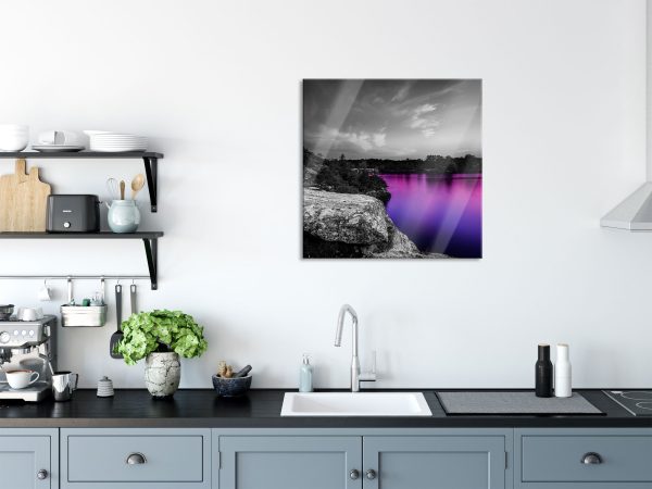 Seelandschaft in der Dämmerung, Glasbild Quadratisch Angebot – Bild 3